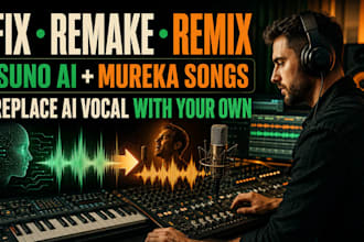 fix remake remix suno ai udio mureka song and change ai vocal to your own