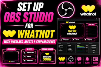 set up obs studio for whatnot with overlays, alerts and stream scenes