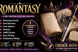 write and edit romantasy dark romance cozy mystery memoir and litrpg stories