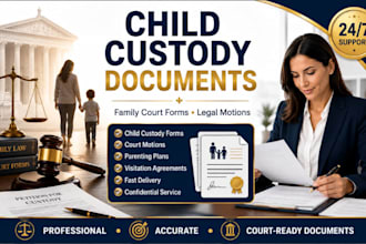 draft child custody documents, motions and family court forms,  legal advice