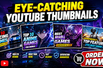 design an eye catching mobile gaming youtube thumbnail