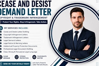 draft a legal cease and desist demand letter infringement copyright trademark