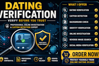 dating site, online investigation, catfish detection and background check