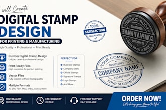 create a digital stamp design for printing and manufacturing