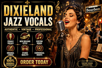 sing authentic dixieland jazz, darkwave, and blues vocals as your vintage singer