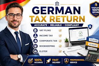 do german tax return, vat filing income tax, corporate tax bookeeping via elster