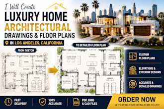 create luxury home architectural drawings floor plans in los angeles, californa