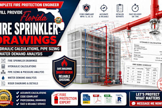draw florida fire sprinkler, hydraulic calcs, pipe sizing, water demand analysis