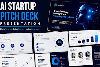 design ai startup pitch deck, saas sales deck and conference presentation