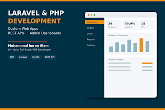 develop custom laravel PHP web applications and apis