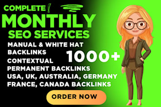 monthly off page SEO backlinks for USA UK canada germany france sites