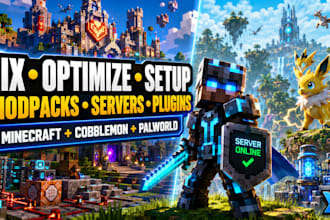 fix and optimize minecraft modpacks, plugins, paper, cobblemon, palworld servers