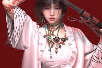 do 3d realistic character model, 3d character design, character modelling, maya