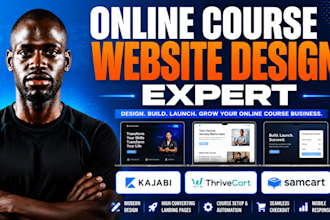 design or redesign online course website on kajabi, thrivecart or samcart