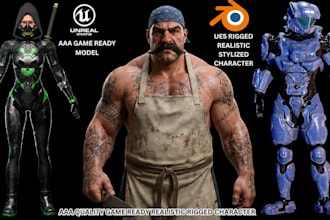 aaa 3d realistic game character unreal engine 5 stylized character model blender