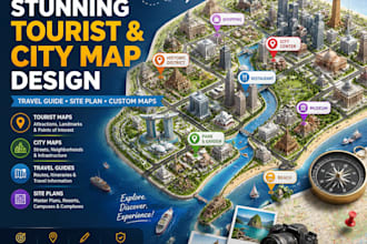 do stunning tourist, city, travel guide and site plan maps