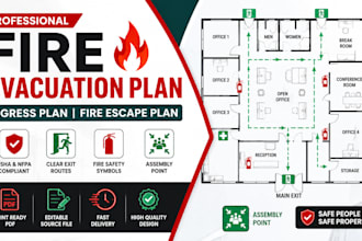 design osha nfpa fire evacuation plan, egress plan and fire escape diagram