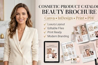 create cosmetic product make up catalog canva indesign beauty brochure pdf