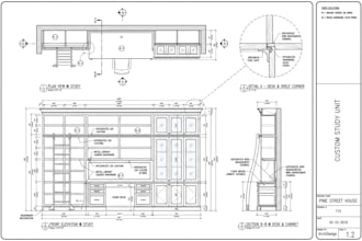 design custom cabinetry, joinery, millwork and kitchen cabinet shop drawing