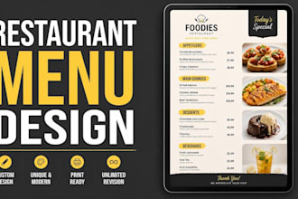 design professional restaurant menu or food menu card