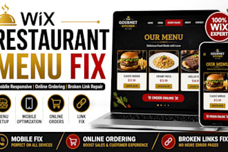 setup wix responsive restaurant menu mobile online ordering page fix broken link