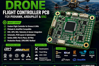custom drone flight controller pcb for pixhawk, ardupilot, and esc