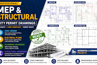 design mep, hvac, electrical, plumbing, structural drawings for city permit