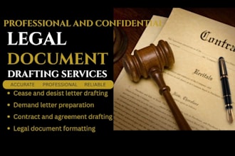 draft cease and desist letters, contracts, motions, petitions and legal document