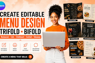 create editable trifold bifold menu chalkboard cocktail takeaway menu design