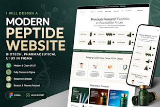 design a modern peptide website, biotech, pharmaceutical UI UX in figma