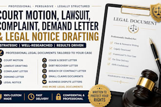 draft court motion, lawsuit, complaint, demand letter, and legal notice