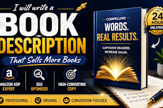 write a perfect amazon KDP book description,  book blurb or author bio