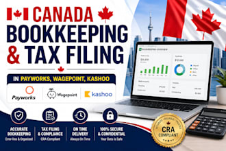 do canada bookkeeping and tax filing in payworks, wagepoint, kashoo
