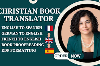 translate proofread format christian book from english to french spanish german