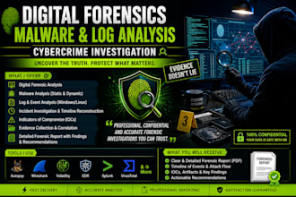 do digital forensics, malware and log analysis, cybercrime investigation