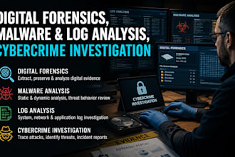 do digital forensics, malware and log analysis, cybercrime investigation
