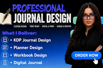 design a KDP journal, planner, workbook, journal design, digital journal