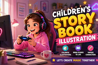 design custom kids story book illustration and book cover