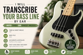 transcribe your bass line by ear into tabs or sheet music