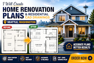create home renovation plans residential cad drawings in seattle,