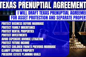 draft texas prenuptial agreement for asset protection and separate property