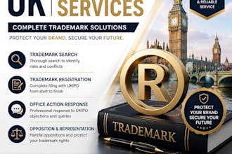handle UK trademark registration, trademark search, office action and opposition