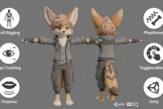 do custom vrchat furry avatar vrc anime avatar fursona character model features