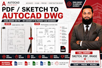 convert PDF, sketch, image to autocad dwg drawing
