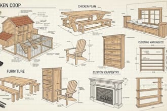 design DIY woodworking plans, chicken coop, furniture and custom carpentry plans