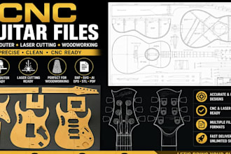 design cnc guitar files for cnc router laser cutting woodworking guitar template