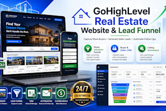 build gohighlevel website lead funnel, real estate agents home valuation funnel