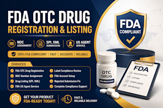 do fda otc drug listing, ndc registration, spl XML and US agent