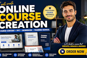 create online course content training manual work book ppt design video course