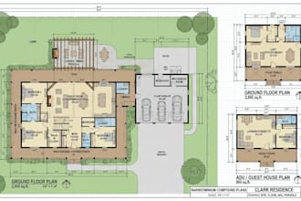 design barndominium, house, adu, porch, pergola and garage plans